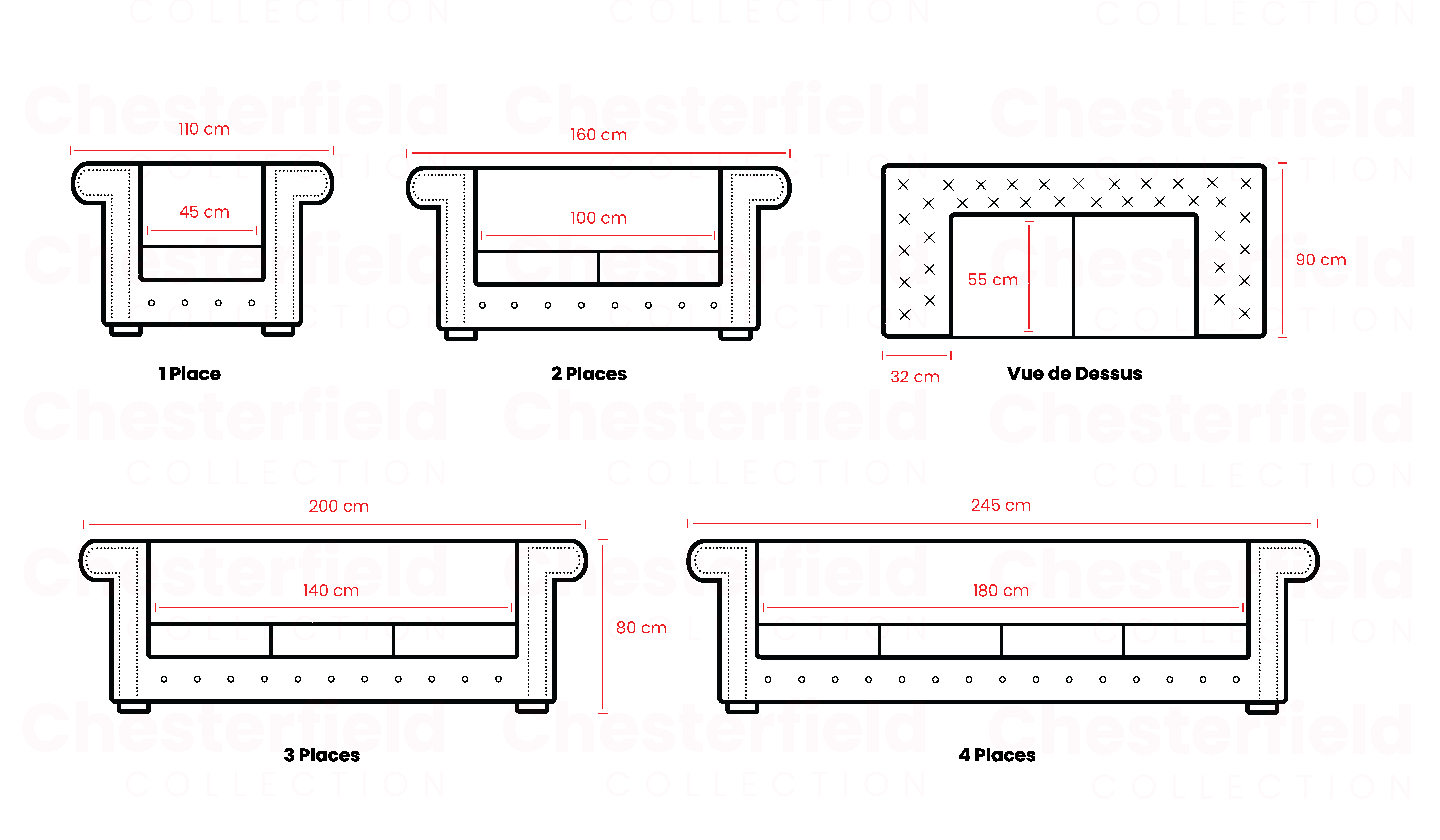 chesterfield produits dimensions image