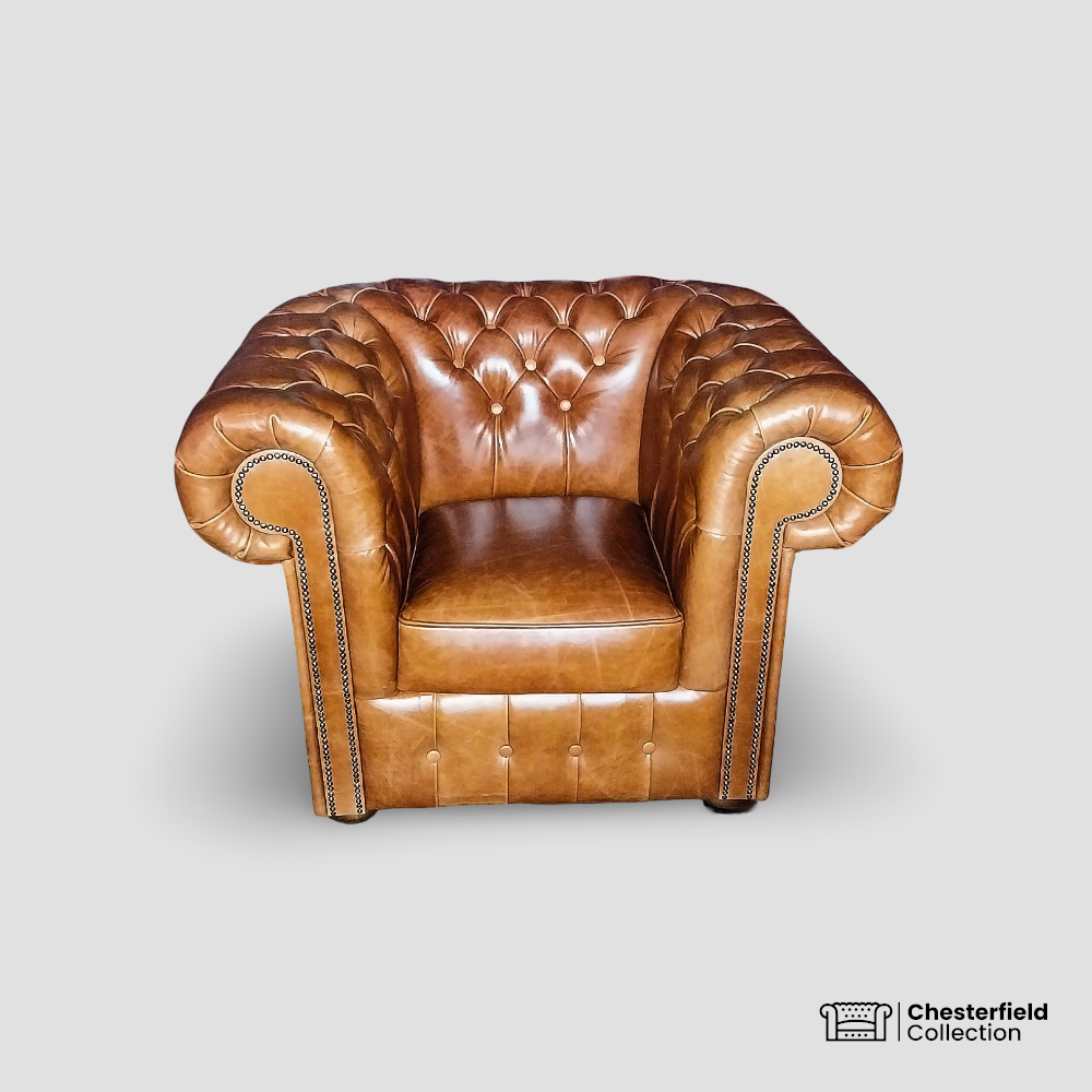 Canapé Chesterfield 1 place Amber, vue de face.