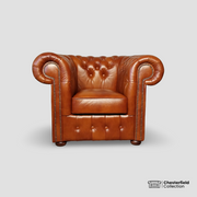 Canapé Chesterfield 1 place Camel, vue de face.