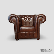 Canapé Chesterfield 1 place Chocolat, vue de face.