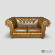 Canapé Chesterfield 2 places Fauve, vue de face.