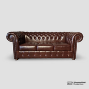 Canapé Chesterfield 3 places Chocolat, vue de face.