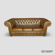 Canapé Chesterfield 3 places Fauve, vue de face.