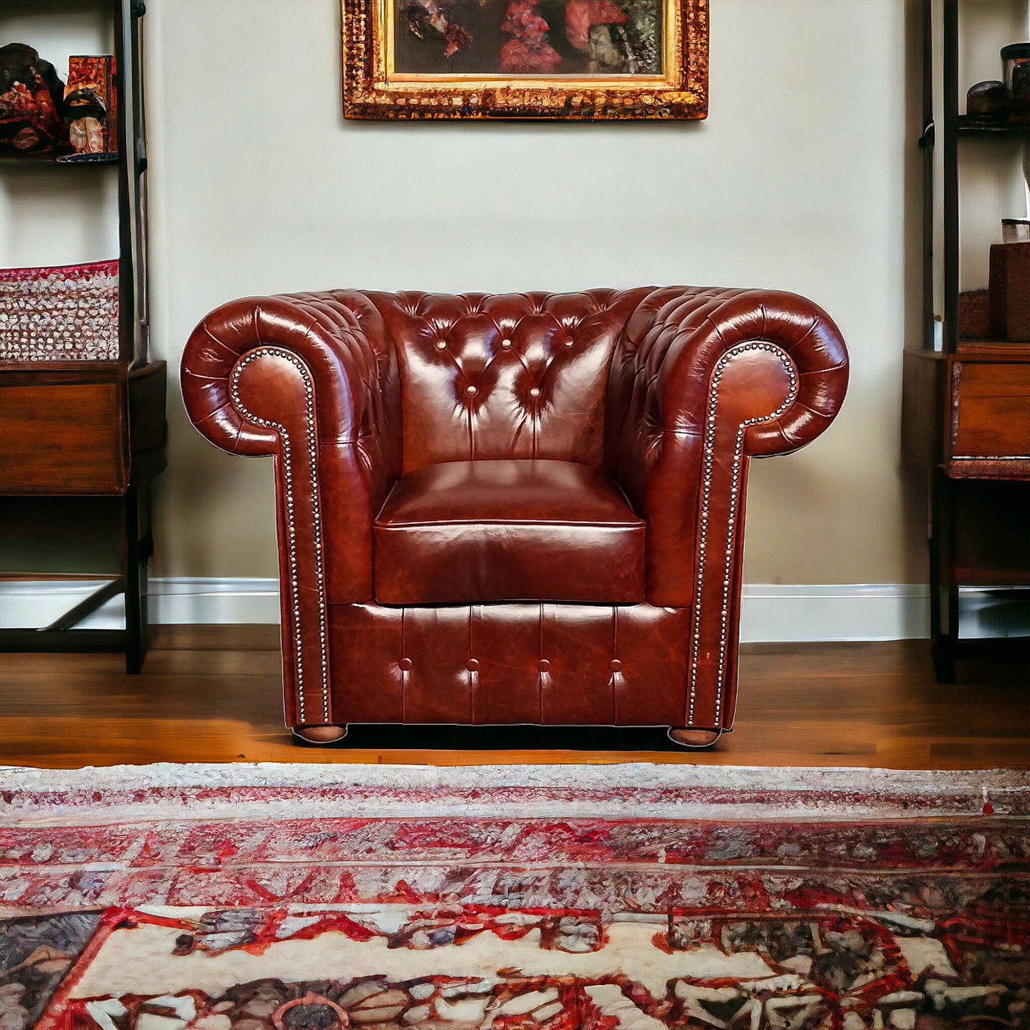 Fauteuil Chesterfield 1 Place - Cognac