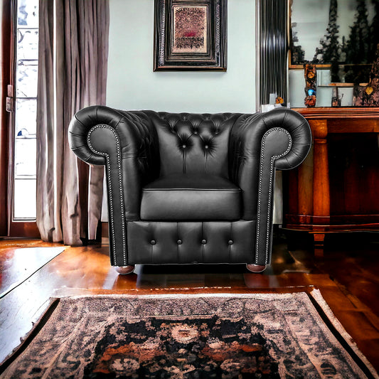 Fauteuil Chesterfield 1 Place - Noir Mat