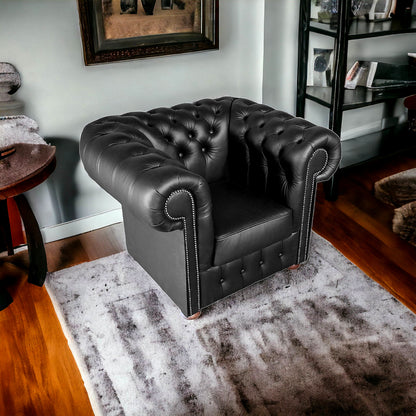 Fauteuil Chesterfield 1 Place - Noir Mat