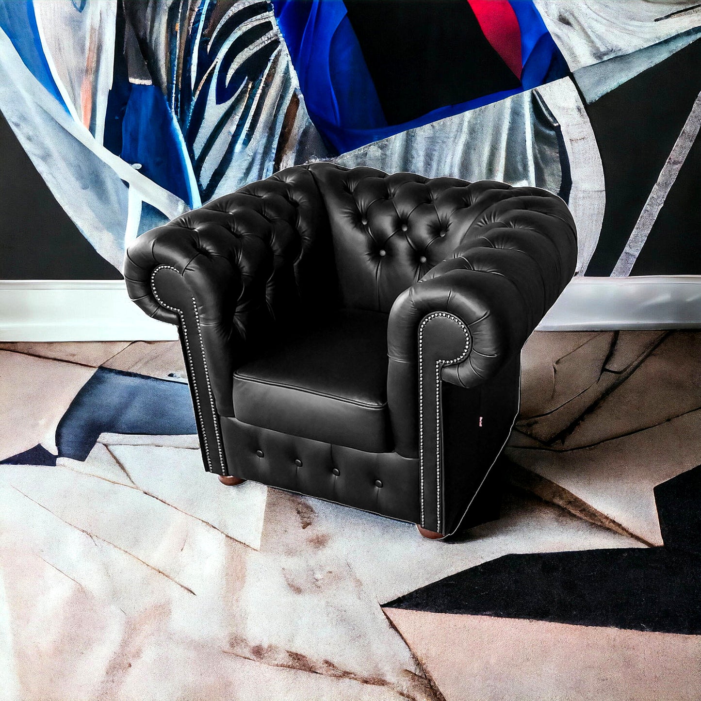 Fauteuil Chesterfield 1 Place - Noir Mat