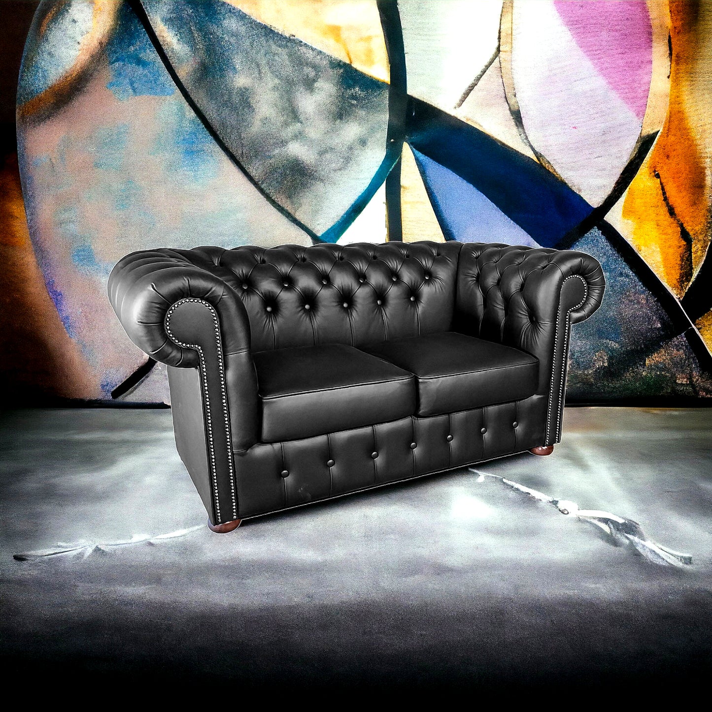 Canapé Chesterfield 2 Places - Noir Mat