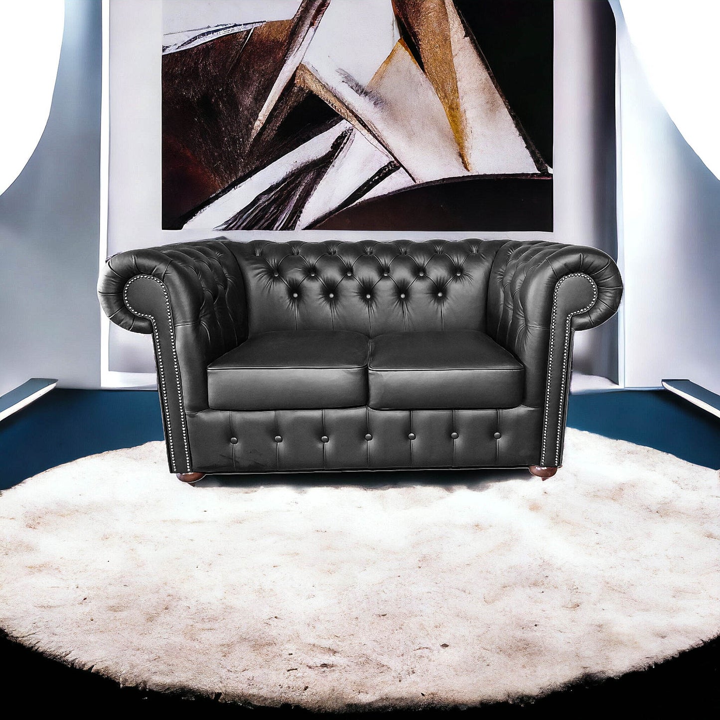 Canapé Chesterfield 2 Places - Noir Mat