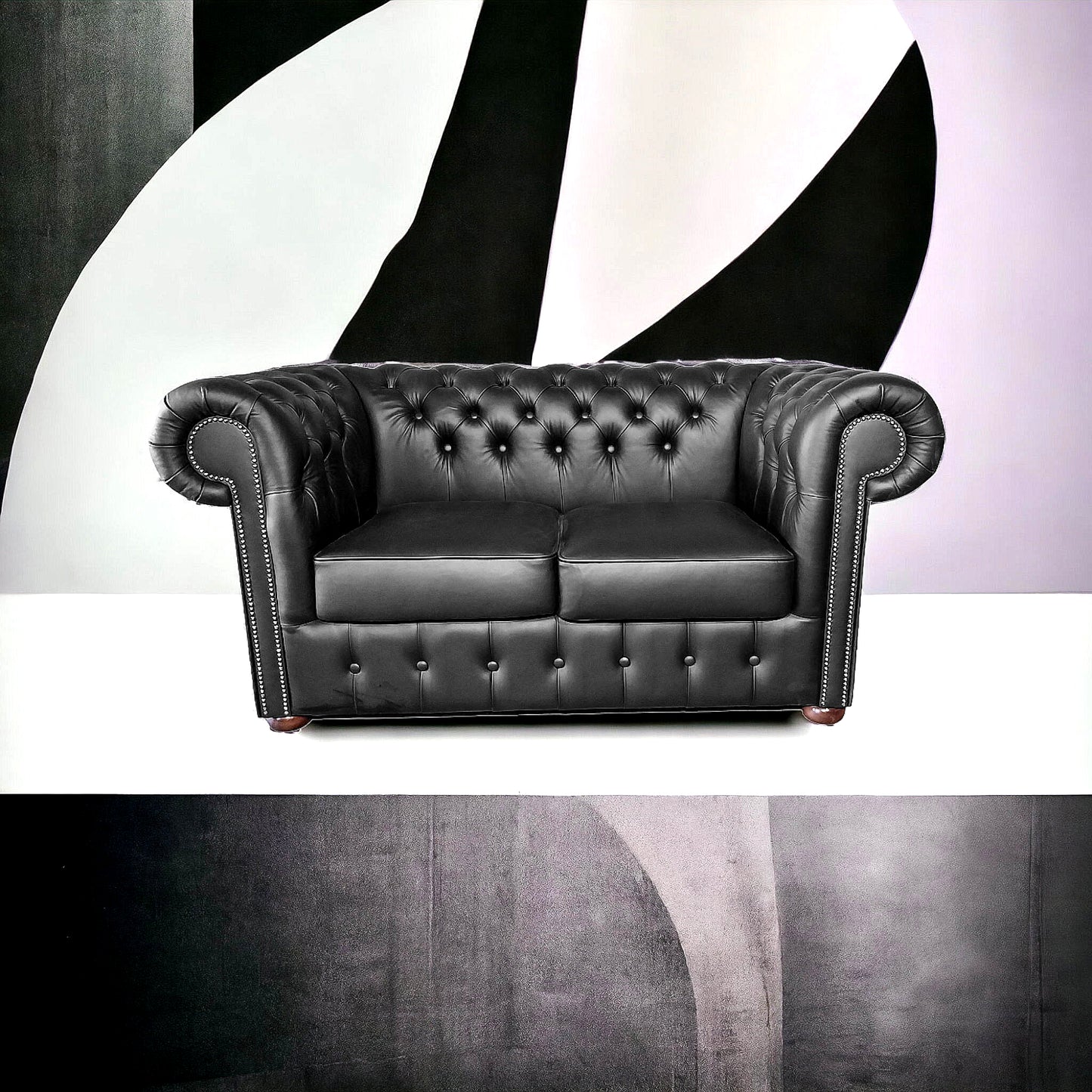 Canapé Chesterfield 2 Places - Noir Mat