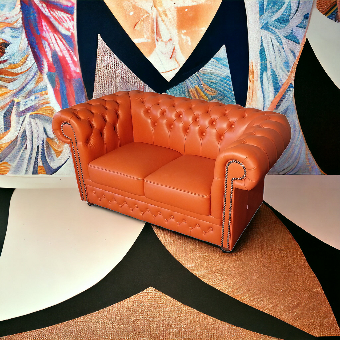 Canapé Chesterfield 2 Places - Orange