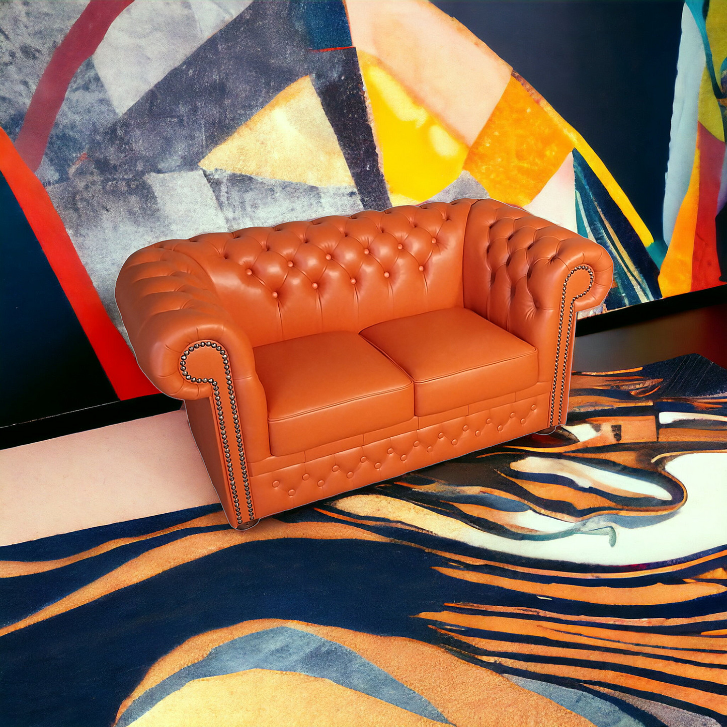 Canapé Chesterfield 2 Places - Orange