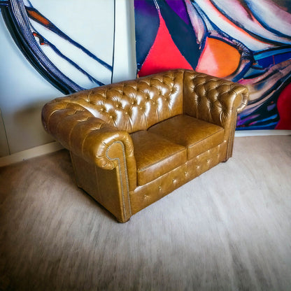 Canapé Chesterfield 2 Places - Fauve