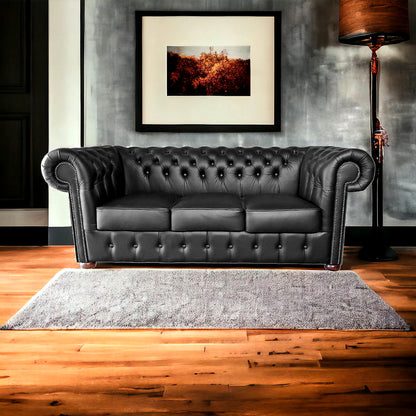 Canapé Chesterfield 3 Places - Noir Mat