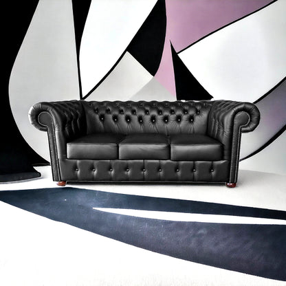 Canapé Chesterfield 3 Places - Noir Mat