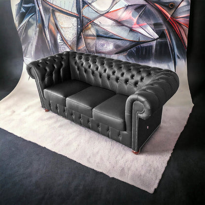 Canapé Chesterfield 3 Places - Noir Mat