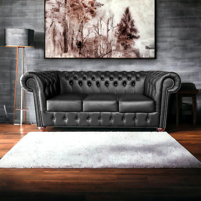 Canapé Chesterfield 3 Places - Noir Mat