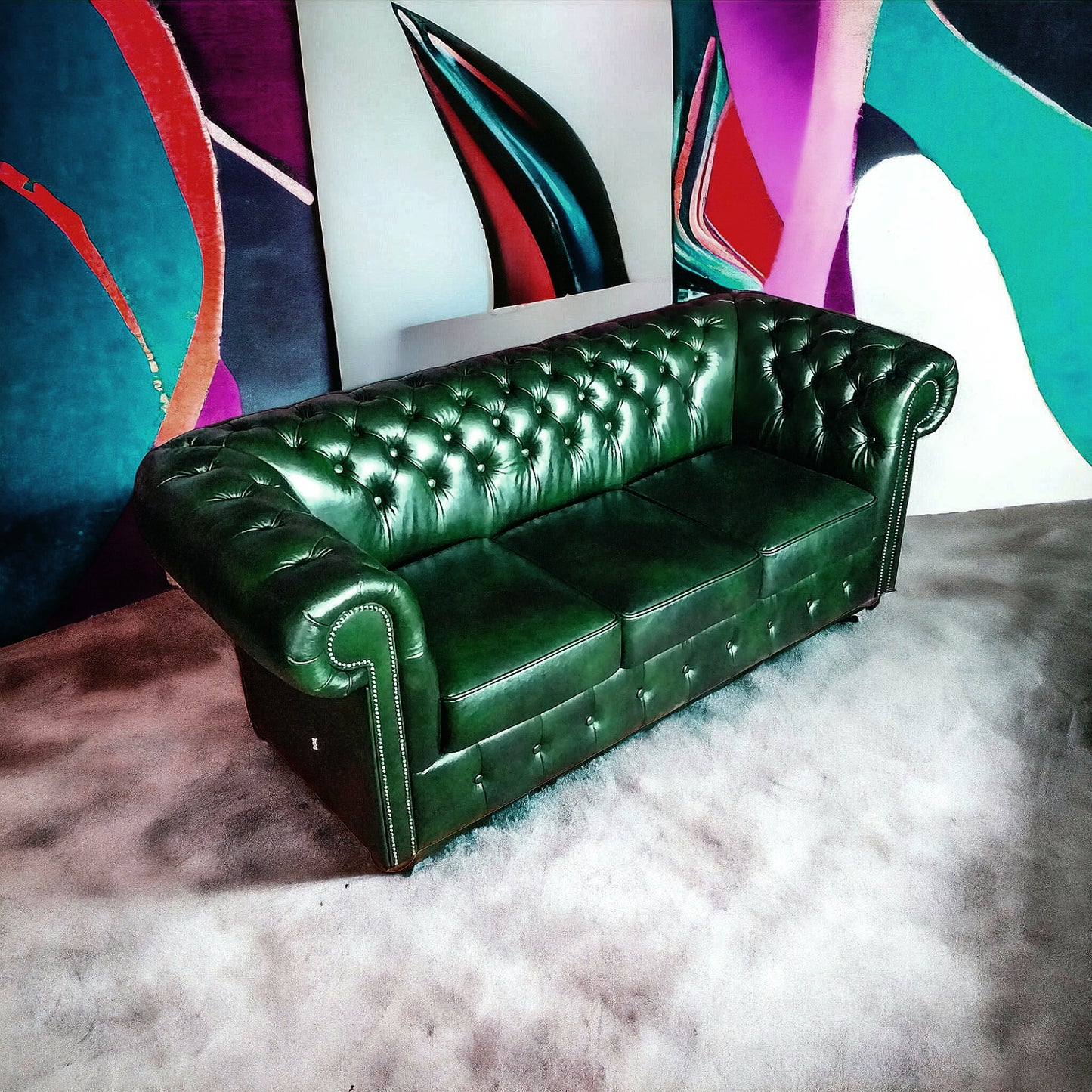 Canapé Chesterfield 3 Places - Vert Anglais