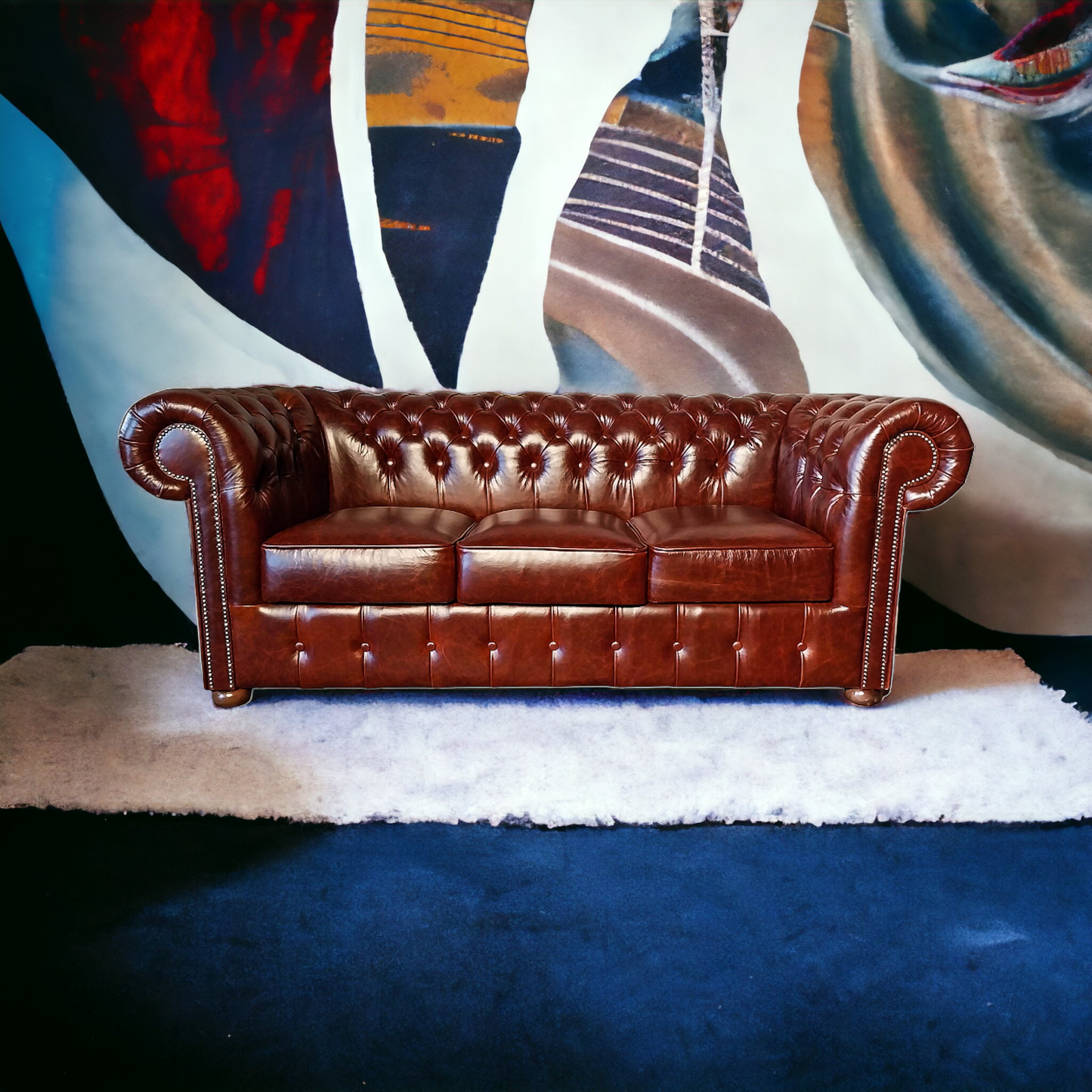 Canapé Chesterfield 3 Places - Cognac